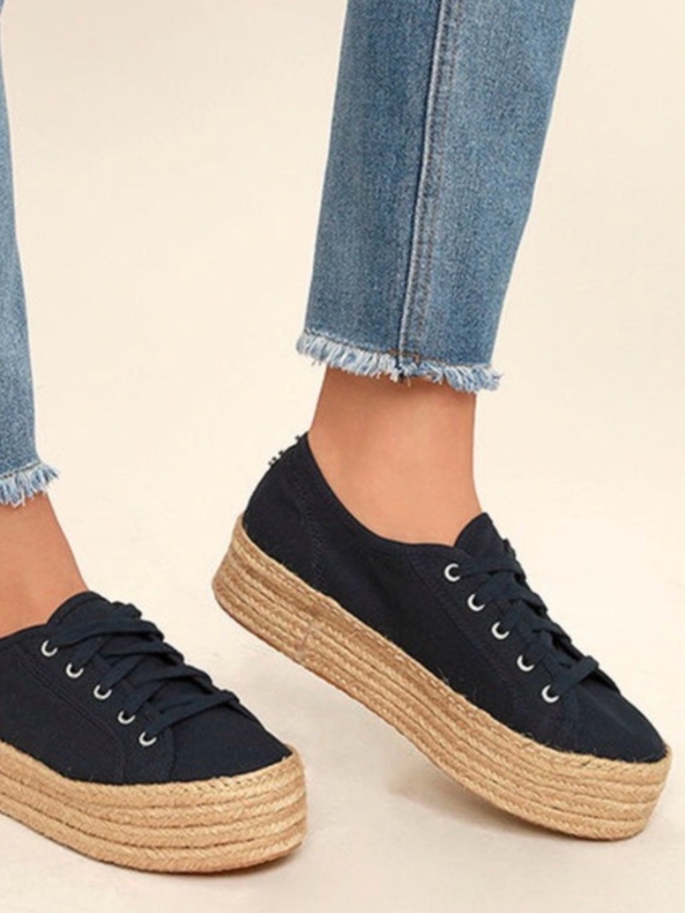 Steven By Steve Madden Navy Suede Lace-Up Sneakers with Espadrille platform